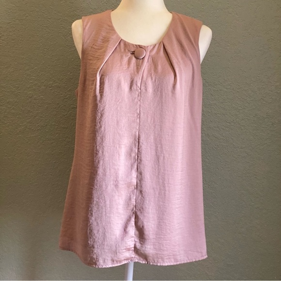 Cabi Button Blouse Fawn Blush Dusty Rose Mauve Lined Womens Medium Top - Picture 1 of 10